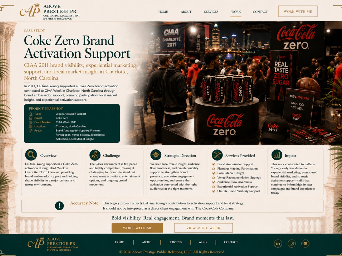 Coke Zero brand activation case study header with event crowd and branded display booth
